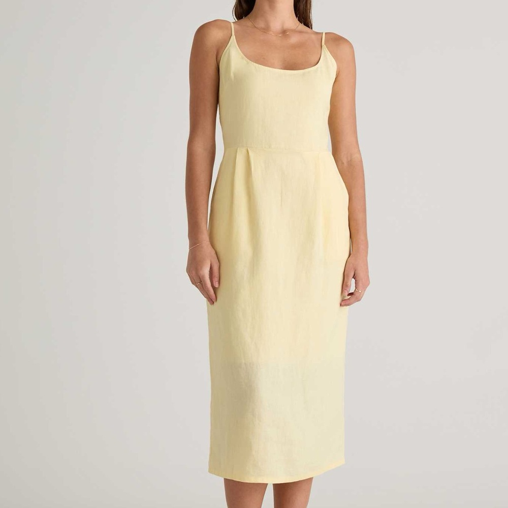 QUINCE 100% European Linen Scoop Neck Midi Dress S